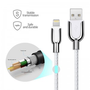 KPS-8445CB USB-Kabel aus einer Zinklegierung mit Nylon / Baumwollgarn